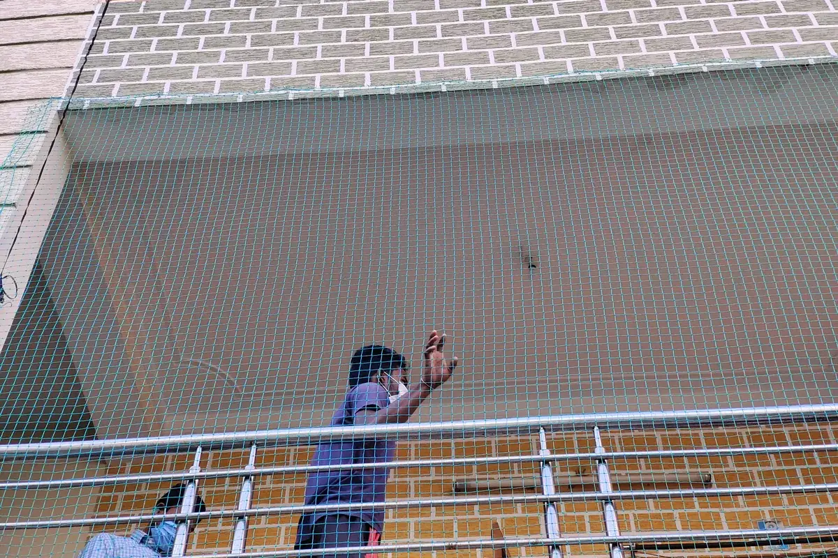 Duct Area Pigeon Nets in Mehdipatnam apartment